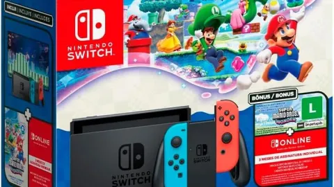 Bundle do Nintendo Switch com Super Mario Bros. Wonder em oferta na Amazon