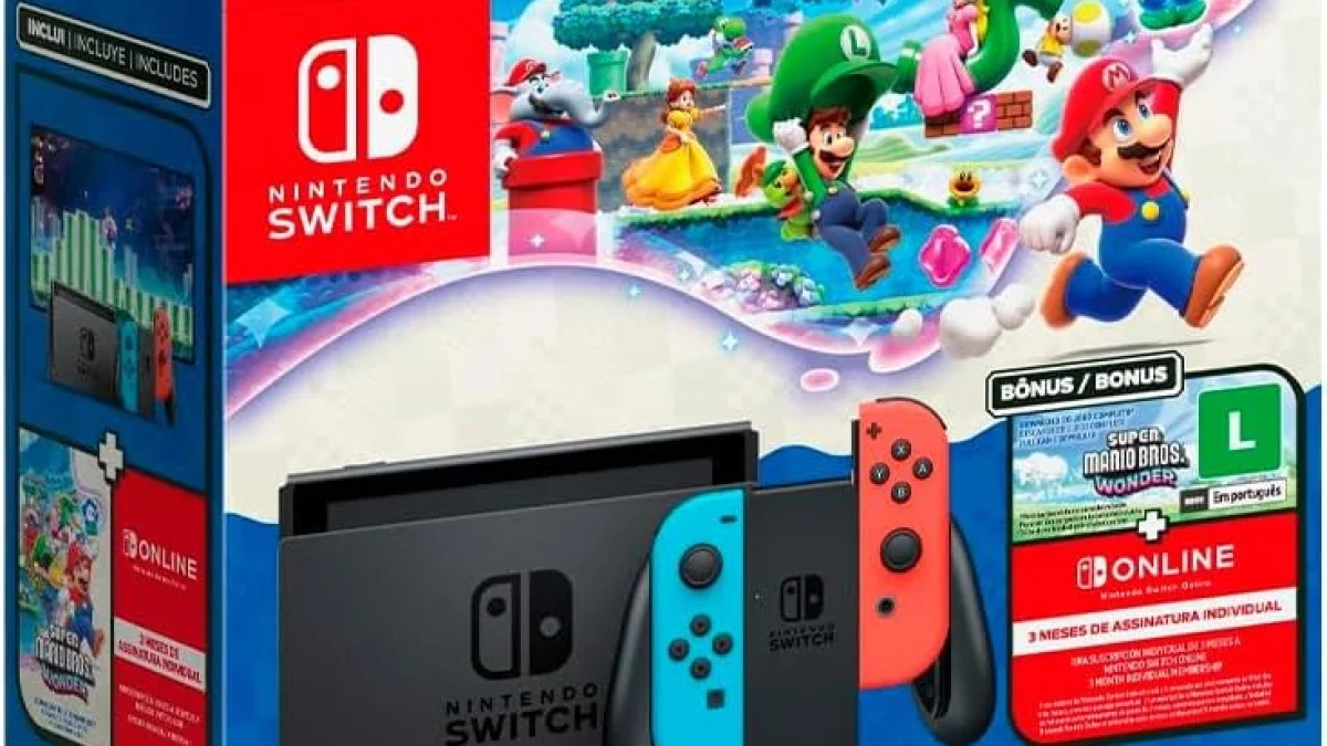 Bundle do Nintendo Switch com Super Mario Bros. Wonder em oferta na Amazon