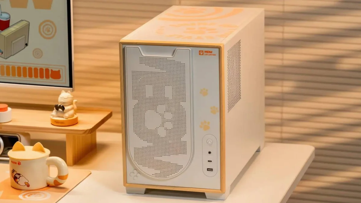 Gabinete de PC com tema de gato apresenta botão de energia inusitado