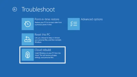 Windows 11 permite redefinir sistema via nuvem sem USB