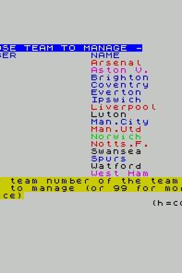 Capa de Football Manager (1982)
